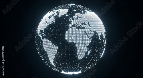 Illuminated digital earth globe with connected global network dots