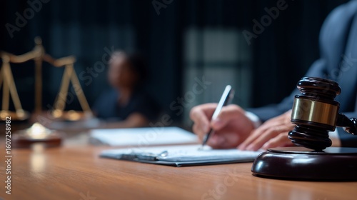 Psychological courtroom evaluation expert witness explaining mental state in trial legal and mental health concept in professional courtroom background