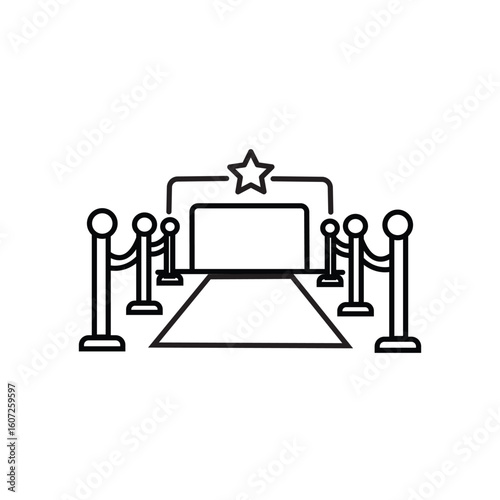 Red carpet icon in outline style representing award event celebrity fame celebration media premiere stardom and recognition ceremony entertainment concept

