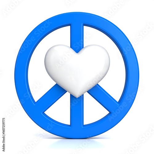 Free Download Blue peace symbol with a white heart - GFXLoad