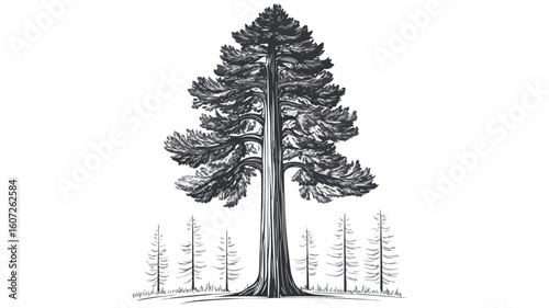Majestic Sequoia Tree Vector Illustration in Nature
