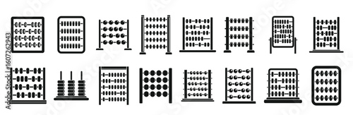 Accounting abacus icons set simple vector arithmetic calculate
