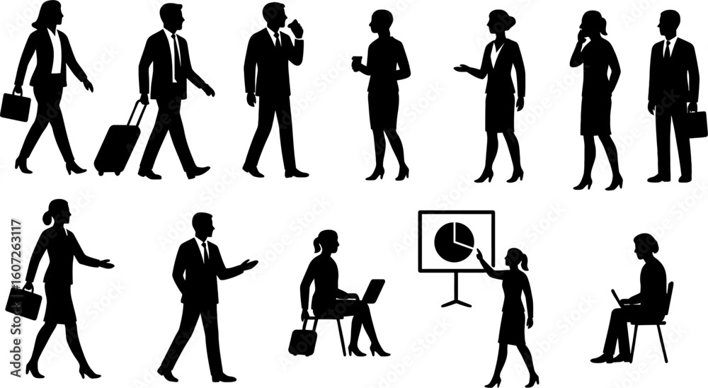 Obraz premium Business people silhouettes vector illustration for corporate and professional use in presentations and designs