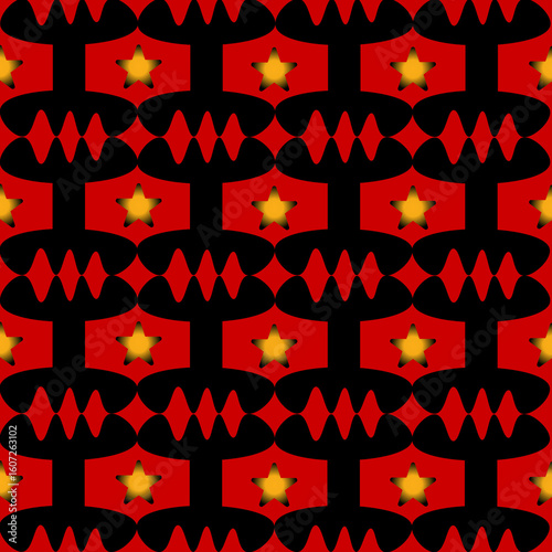Seamless Geometric Star Pattern in Blue and Yellow