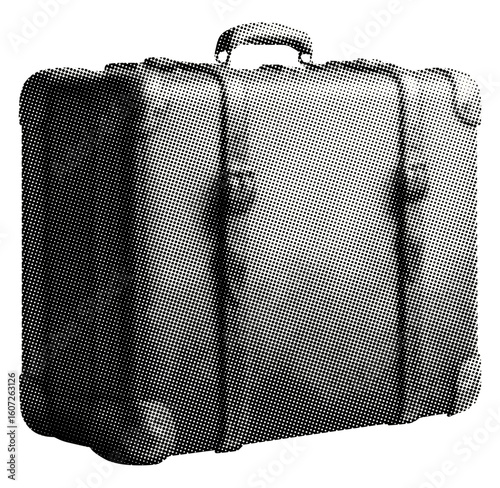 travel suitcase isolated retro halftone cut-out collage element vintage dots texture for mixed media design