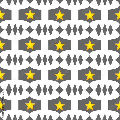 Seamless Geometric Star Pattern in Blue and Yellow