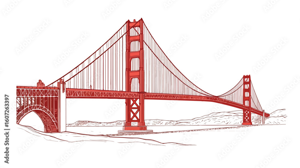 Fototapeta premium Golden Gate Bridge Vector Illustration for Stunning Visuals in Designs