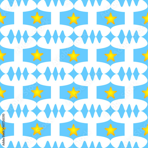 Seamless Geometric Star Pattern in Blue and Yellow