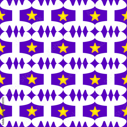 Seamless Geometric Star Pattern in Blue and Yellow