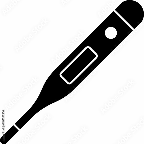 Modern Black Silhouette Thermometer Tool Icon Vector – Minimalist Design