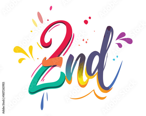 Second place graphic design with colorful celebration great for marketing and advertising art work, 2nd position text