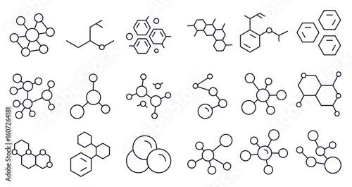 Atom Collection of Thin Icons. Editable Stroke. Perfect for Web Sites, Books, Cards, Apps