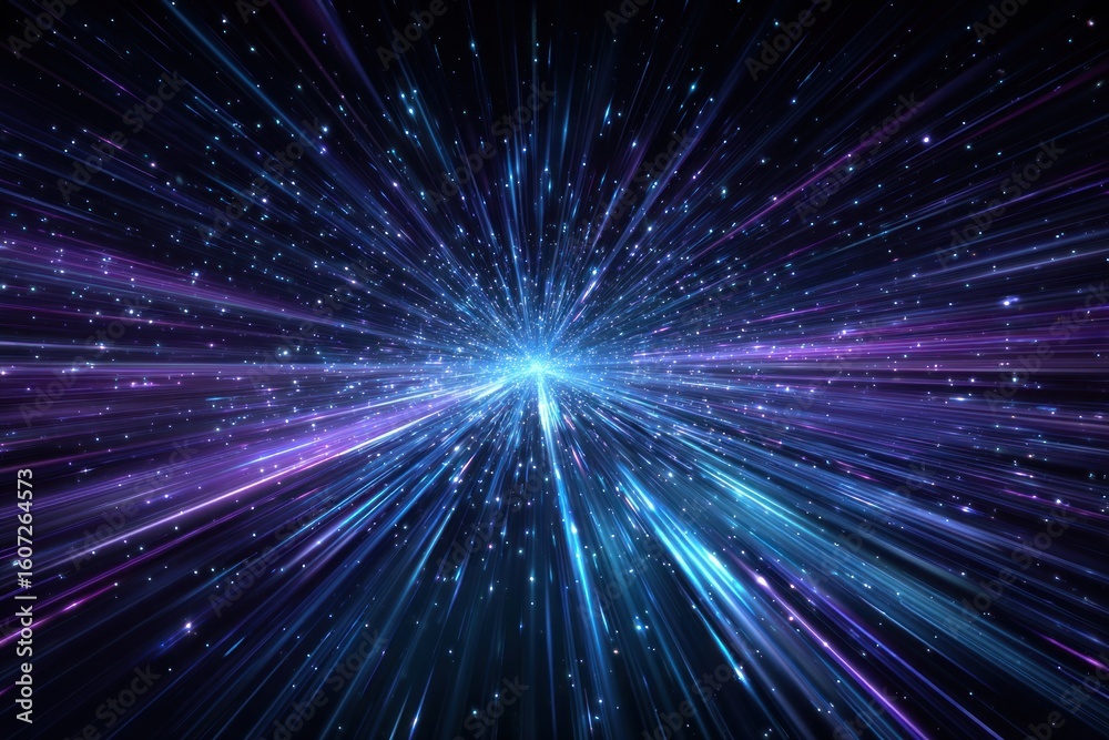 Fototapeta premium Radiant, vibrant lines radiate outwards from a central point.