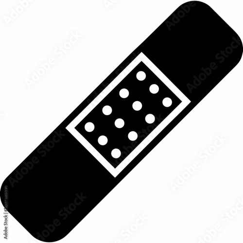 Minimal Black Silhouette Bandage Strip Icon – Vector Medical Symbol on White Background