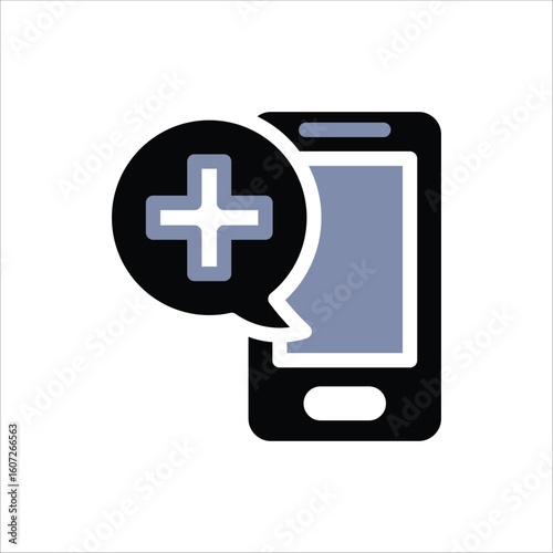 Mobile Healthcare Icons. Simple Solid Vector Illustration