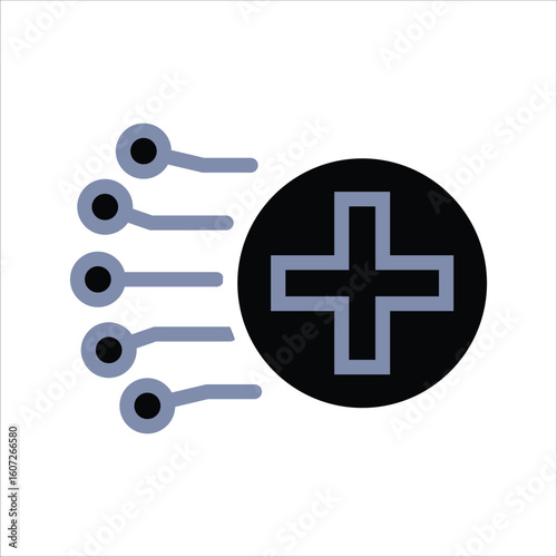 AI Healthcare Icons. Simple Solid Vector Illustration