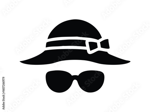 Stylish Woman's Hat and Sunglasses Silhouette