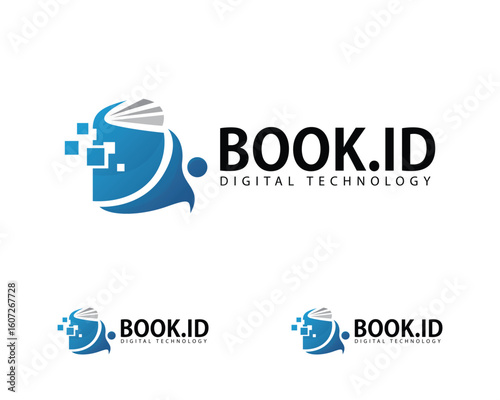 book technology logo creative design concept digital sign icon web education