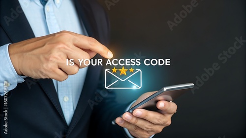Man Interacts with Digital Mailbox Icon on a Mobile Device for Secure Communication Process.