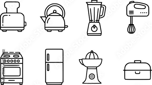 Kitchen appliances collection toaster kettle