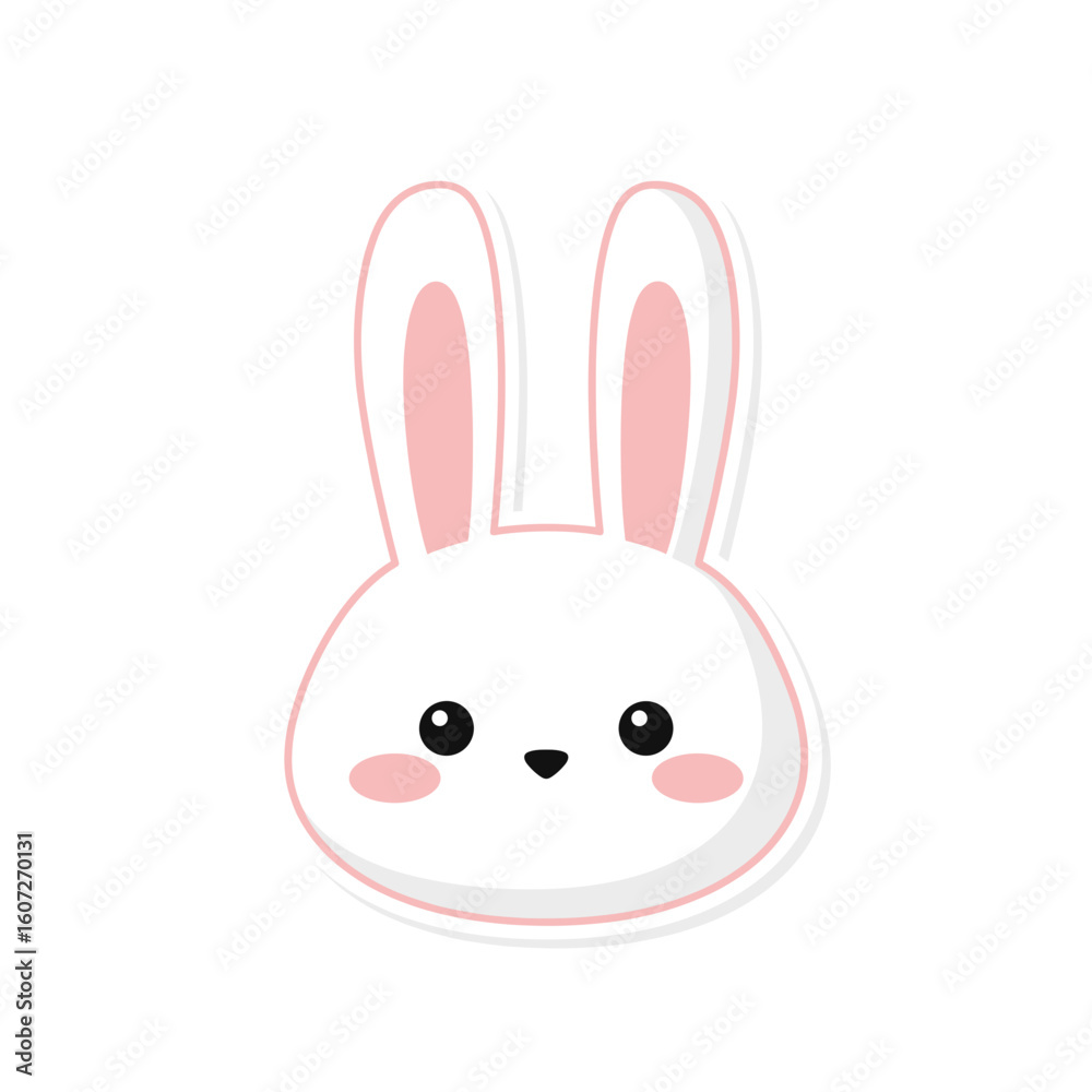 Kawaii Bunny Face with Pink Cheeks and Long Ears Kawaii Bunny Face with Pink Cheeks and Long Ears