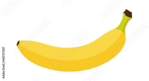 Isolated Banana Illustration: Vibrant Yellow Fruit with Detailed Peel and Stem Depiction, Set Against a Plain Background for Nutritional Concepts