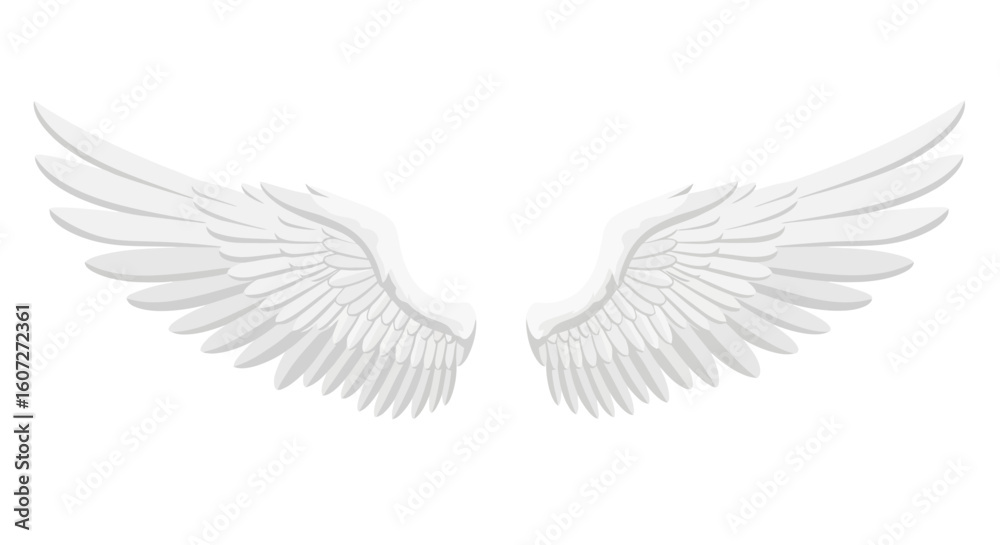 Fototapeta premium Elegant vector illustration showcasing ethereal, pristine white angel wings, conveying freedom and purity, perfect for creative design projects,