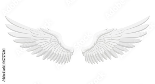 Elegant vector illustration showcasing ethereal, pristine white angel wings, conveying freedom and purity, perfect for creative design projects,