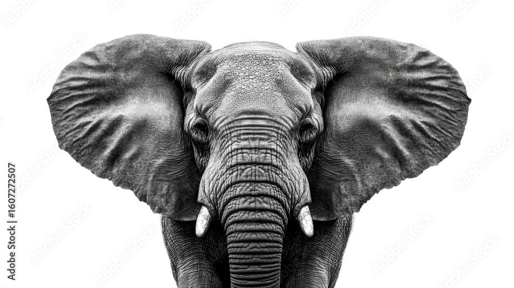 Fototapeta premium Wild African elephant isolated on white background