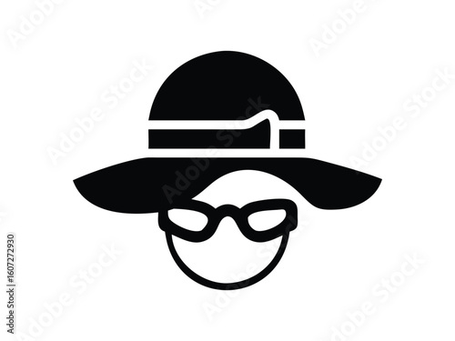 Stylish Woman in Sunhat and Sunglasses Icon