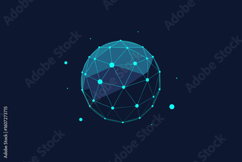 abstract 3d sphere made of connected nodes