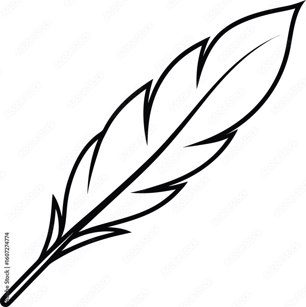 Fototapeta premium Intricate line art illustration featuring a delicate feather texture rendered with a vibrant spectrum of colors on a clean white background