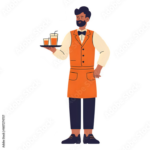 vector illustration of a waiter