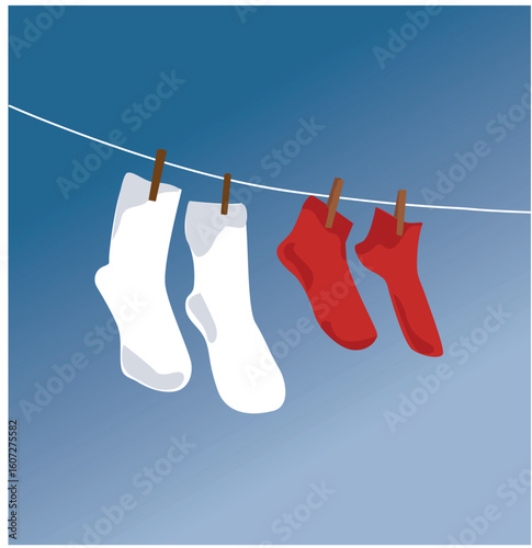 Socks on a rope . Dry a cotton or wool sock and hang it on a clothesline with clothespins. Baby socks