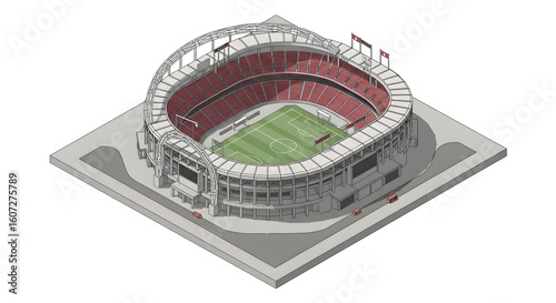 Architectural Illustration of Wembley Stadium, London, England