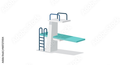 Elevated diving platform with ladder and blue accents ready for aquatic activities at a summer sports facility or aquatics center