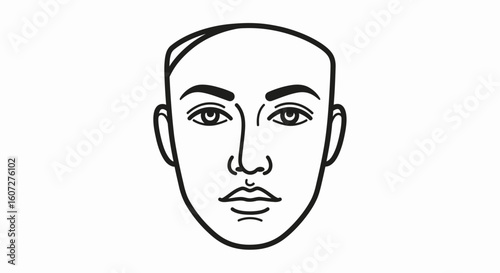 Stylized Facial Outline Depicting an Individual with Refined Characteristics and Features Portraying an Artistic Representation of Human Form and