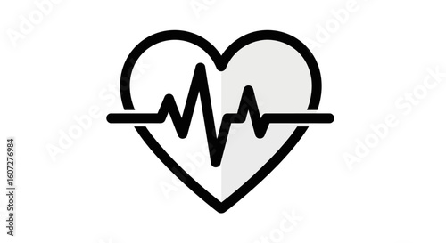 Heartbeat rhythm icon in a simple style, symbolizing cardiovascular health and monitoring vital signs for medical and wellness concepts