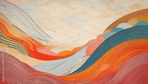 stylish japanese paper texture with a modern design organic wave patterned washi paper background