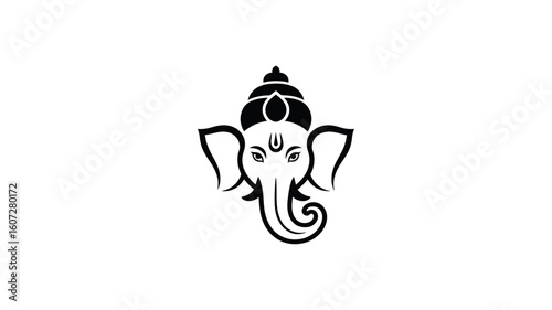 Black and white Ganesha illustration perfect for spiritual designs, prints, tattoos, and cultural projects celebrating Hinduism and symbolism.