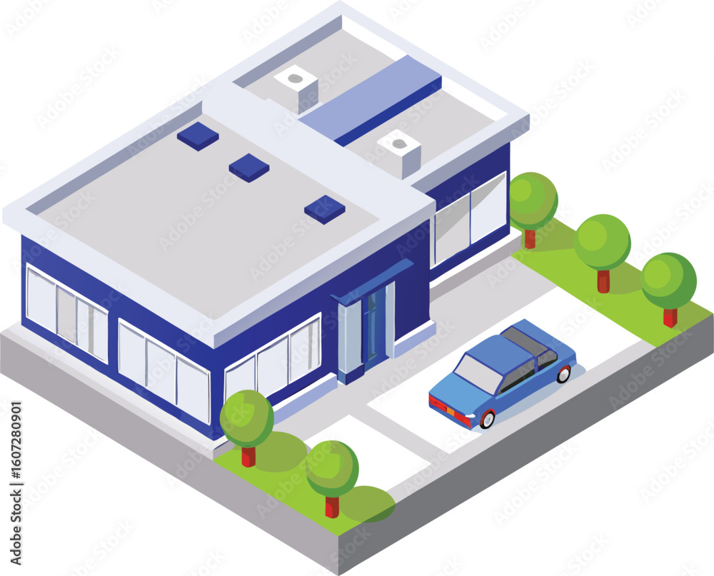 c office building with car commercial vector c office building with car commercial vector