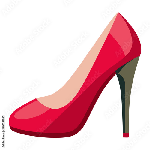 Elegant Red High Heel Shoe Illustration A Stylish and Sophisticated Footwear Choice for Fashionable Women Perfect for Adding a Touch of Glamour to Any Outfit