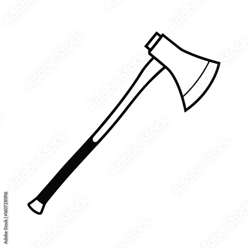 axe with wooden handle on white background