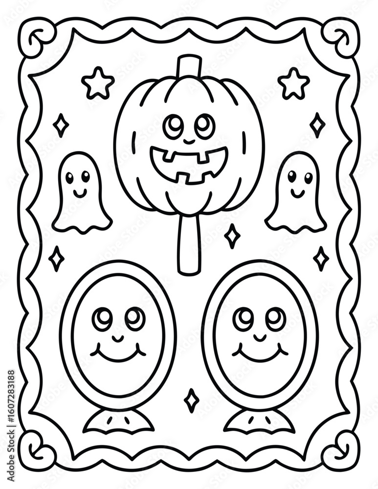 Obraz premium Halloween and Pumpkin Coloring Pages – Fun, Spooky, and Easy Designs for Kids and Adults | Ghosts, Witches, Black Cats, Haunted Houses & Trick or Treat Fun