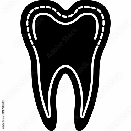 Clean Tooth Dental Icon Silhouette – Black Vector Design for Dental Branding