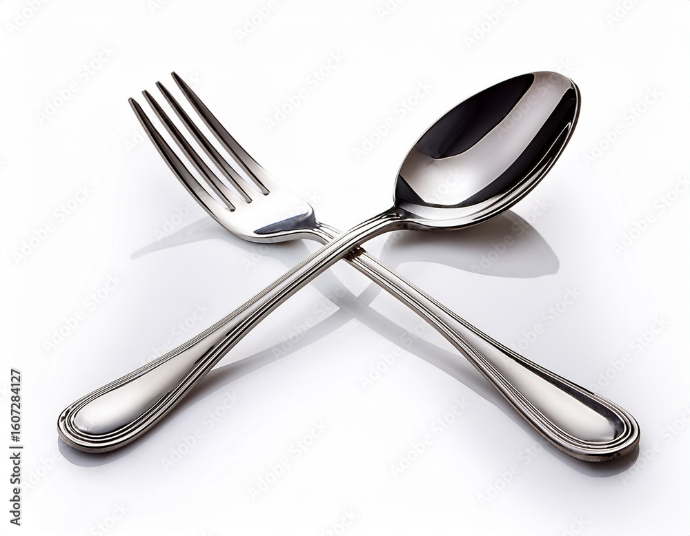 stainless spoon and fork isolated on white background stainless spoon and fork isolated on white background