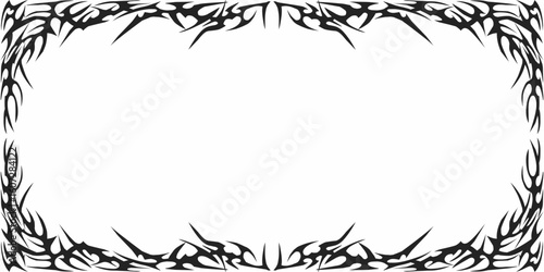 Collection of black-colored frames on a white background in neo-tribal style.