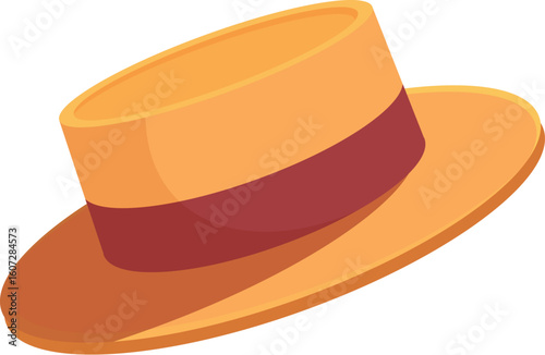 Panama hat featuring a distinctive brown ribbon, tilted against a clean white backdrop, exudes summer vibes and timeless elegance