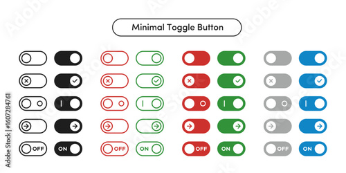 シンプル、ミニマルなデザインのトグルボタンセット