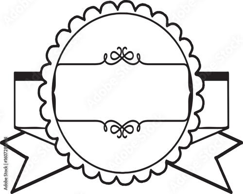 Retro Scalloped Badge with Ribbon - Blank Label Vector